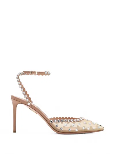 Aquazzura Tequila Crystal-embellished Pumps In Neutral