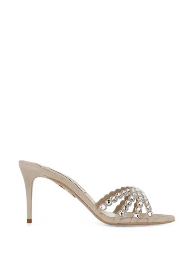 Aquazzura Tequila Crystal-embellished Sandals In Neutral
