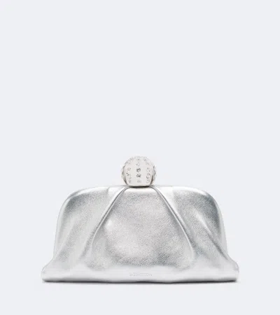 Aquazzura Verzierte Clutch Tequila Aus Canvas In Silber