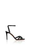 Aquazzura Tequila 85 Embellished Suede Sandals In Black