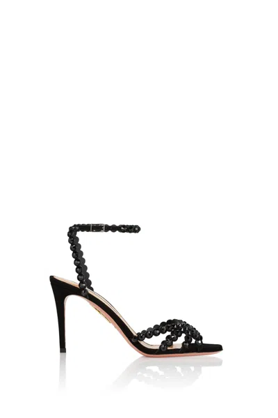 AQUAZZURA TEQUILA EMBELLISHED OPEN TOE SANDALS