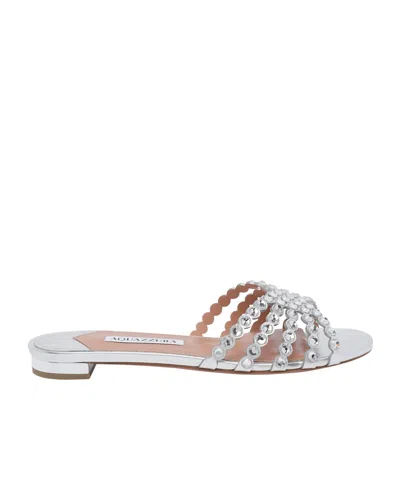 Aquazzura Tequila Embellished Sandals In White