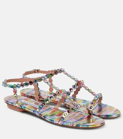 Aquazzura Tequila Leather Sandals In Rainbow