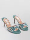 Aquazzura Tequila Mule Embellished Straps Open Toe Stiletto In Blue