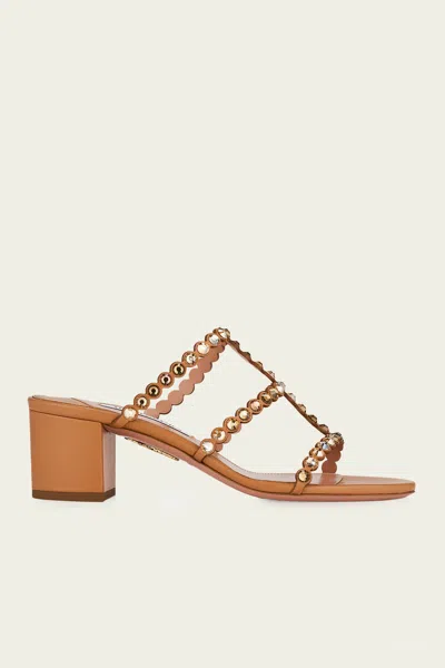 AQUAZZURA TEQUILA SANDAL 50 IN LIGHT CARAMEL
