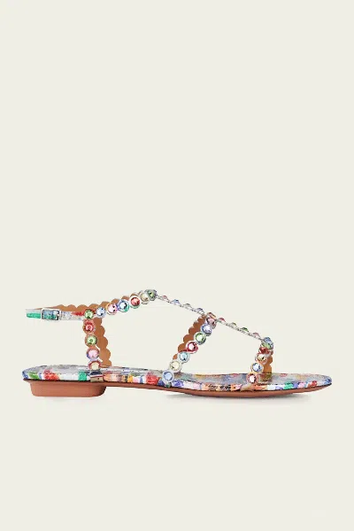 Aquazzura Tequila Sandal Flat In Rainbow In Multi