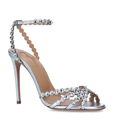Aquazzura Tequila Sandals 105 In Silver