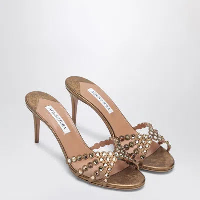 Aquazzura Tequila 75 Leather Sandals In Gold