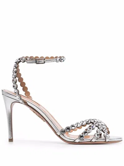 Aquazzura Tequila Sandals 85mm In Gray