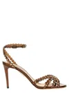 Aquazzura Womens Dark Brown Tequila 85 Crystal-embellished Leather Heeled Sandals