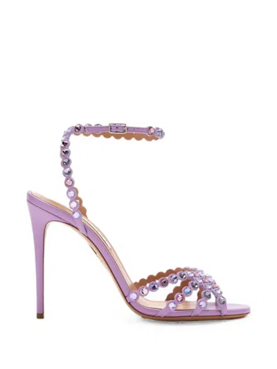 Aquazzura Round-toe High-heeled Sandals In Purple