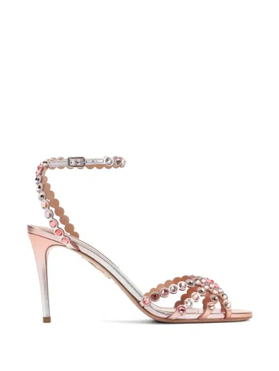 Aquazzura Tequila 85 Crystal-embellished Sandals In Pink