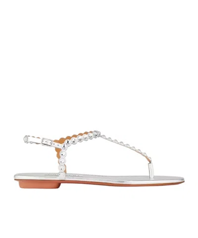 Aquazzura Tequila Thong Flat In Silver