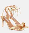 Aquazzura Heeled Sandals With Metallic And Textured Finish In Gold