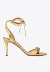 Aquazzura Heeled Sandals With Metallic And Textured Finish