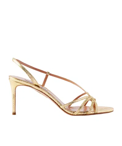 Aquazzura Textured Thin Strap High Heel Sandals In Nude