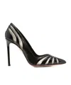 Aquazzura Mesh Panel Pointed Toe Stiletto Heel Pumps In Black