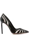 Aquazzura Mesh Panel Pointed Toe Stiletto Heel Pumps In Black