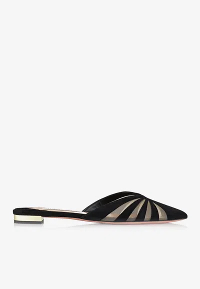 Aquazzura The Spy Flat Mules In Suede