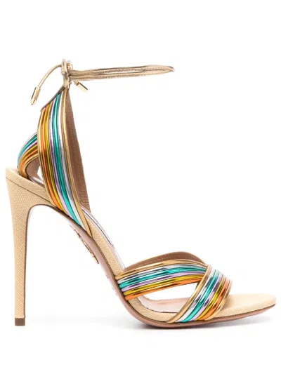 Aquazzura Tie-fastening Ankle Sandals In Gold