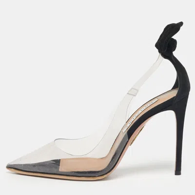 Aquazzura Transparent/ Black Pvc And Suede Bow Tie Pumps In Multi
