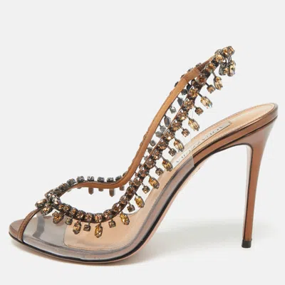 Pre-owned Aquazzura Transparent Leather And Pvc Temptation Slingback Pumps Size 39.5
