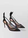 Aquazzura Transparent Mesh Pointed Toe Pumps With Bow