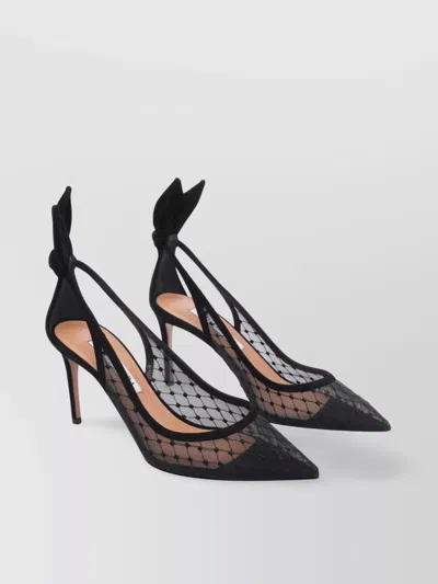 Aquazzura Transparent Mesh Pointed Toe Pumps With Bow