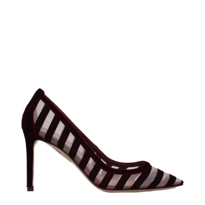 Aquazzura 85 Mesh And Velvet Pumps In Burgundy