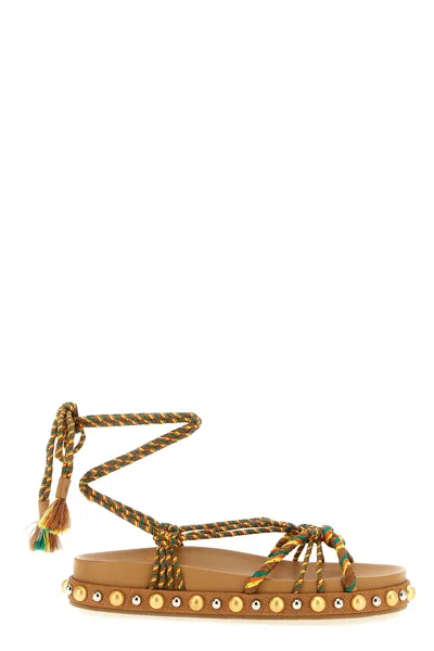Aquazzura Exotic Rope Tassel Sandals In Multicolor