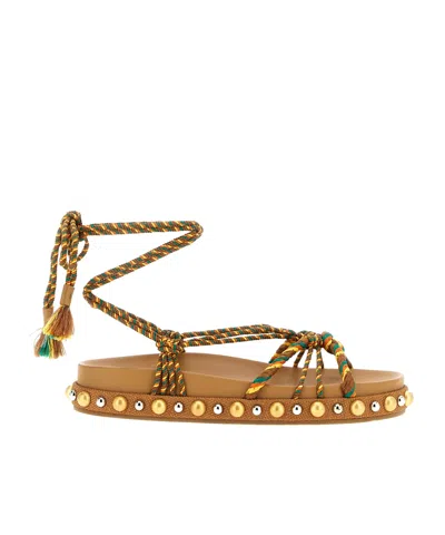 AQUAZZURA LEATHER FLAT SANDALS