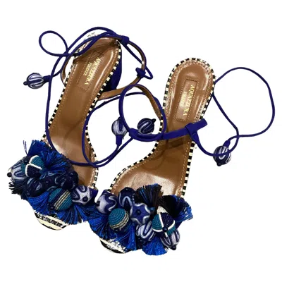 Pre-owned Aquazzura Tropicana Block-heel Sandals In Black