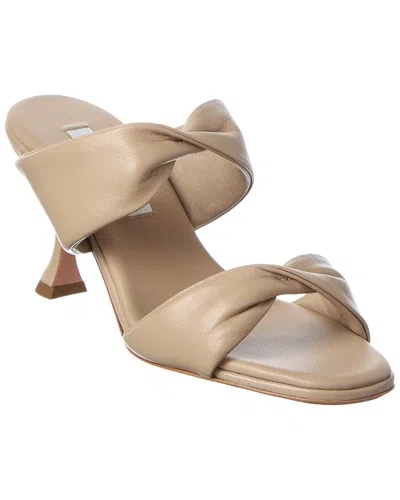 Aquazzura Twist 75 Leather Sandal In Neutral