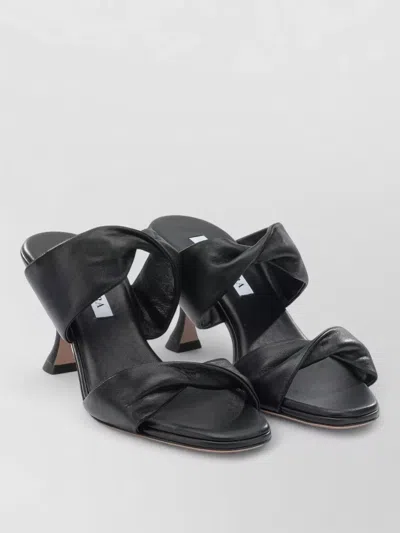 Aquazzura Twist 75mm Leather Sandals Open Toe In Black