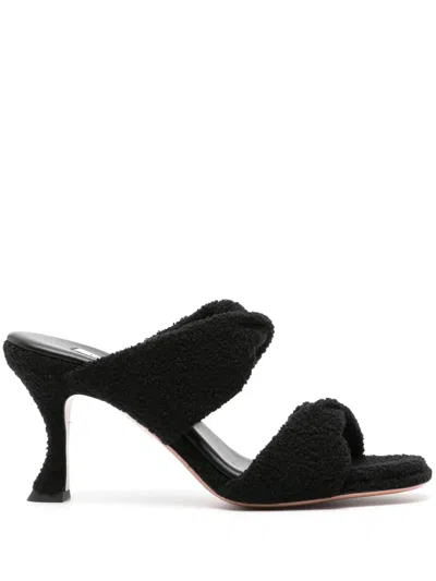Aquazzura Twist 85mm Bouclé Sandals In Black