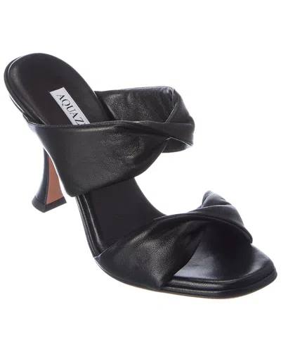 Aquazzura Twist 95 Leather Mule In Black