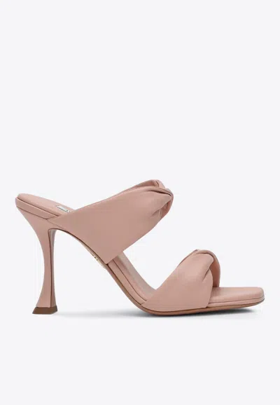 Aquazzura Twist 95 Leather Sandals In Pink