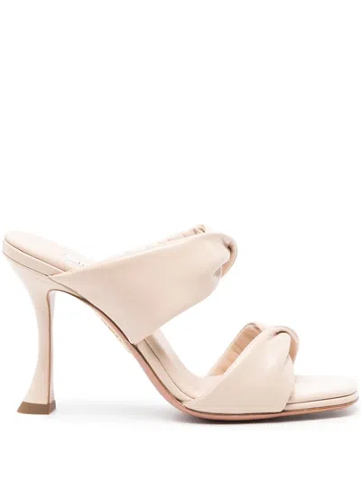 Aquazzura Twist 95mm Leather Mules In Neutrals
