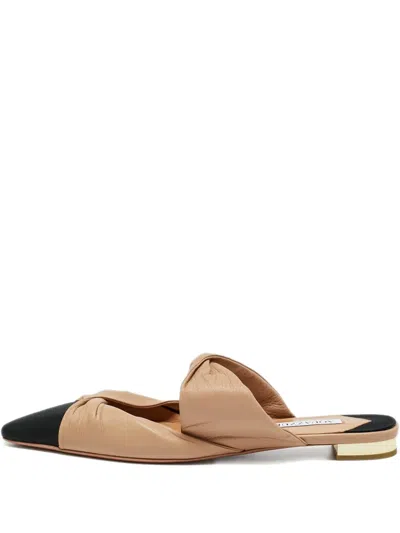 Pre-owned Aquazzura Twist-cap-toe Mules In Neutral
