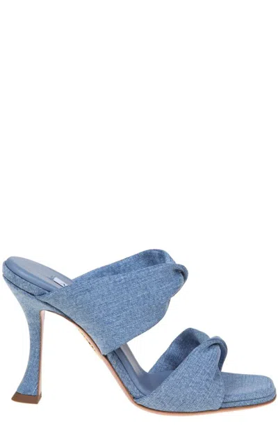 Aquazzura Twist Denim Sandals In Blue