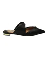Aquazzura Twist Flat Mules In Black Leather In Black