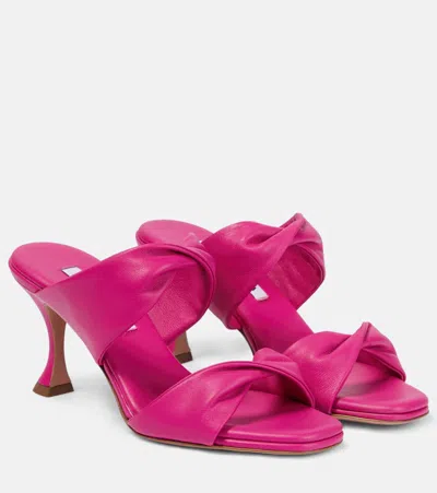 Aquazzura Twist Leather Sandals In Hot Pink