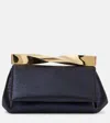 Aquazzura Twist Mini Leather-trimmed Clutch In Blue