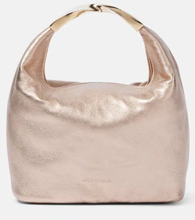 Aquazzura Twist Mini Metallic Leather Tote Bag In Gold