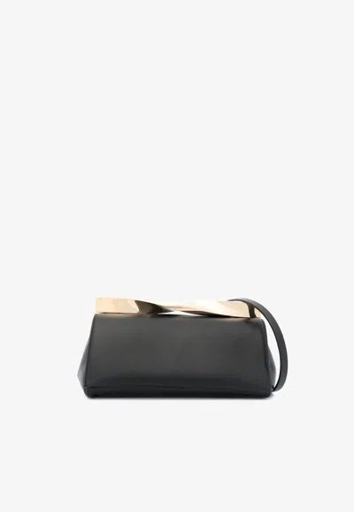 Aquazzura Twist Nappa Leather Clutch In Black