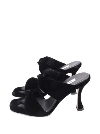 Pre-owned Aquazzura Twist Velvet Sandals In Black