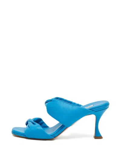 Pre-owned Aquazzura Twisted Leather Sandals In Blue