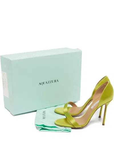 Pre-owned Aquazzura Uptown D'orsay Satin Sandals In Green