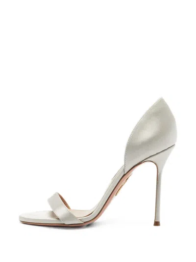 Pre-owned Aquazzura Uptown Satin Sandals In Gray