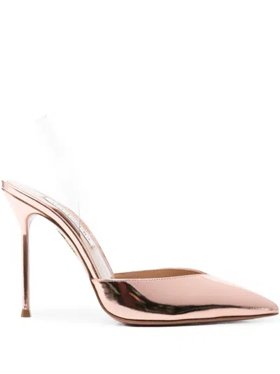 Aquazzura V Plexi 110mm Leather Pumps In Pink